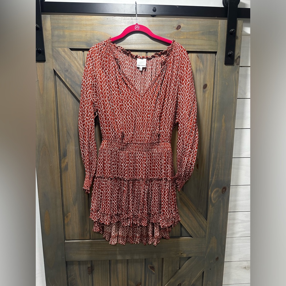 Skylar & Madison Orange & White geometric dress Sz Large